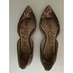 Sam Edelman Rodney D'Orsay Flats Size 9 Gold/Brown Metallic Snakeskin